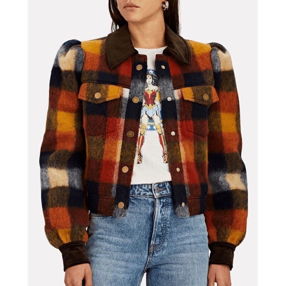 Veronica Beard Piana Multi Color Plaid Flannel Jacket Size 0